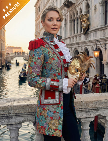 Ženska karnevalska jakna visoke klase s cvjetnim printom