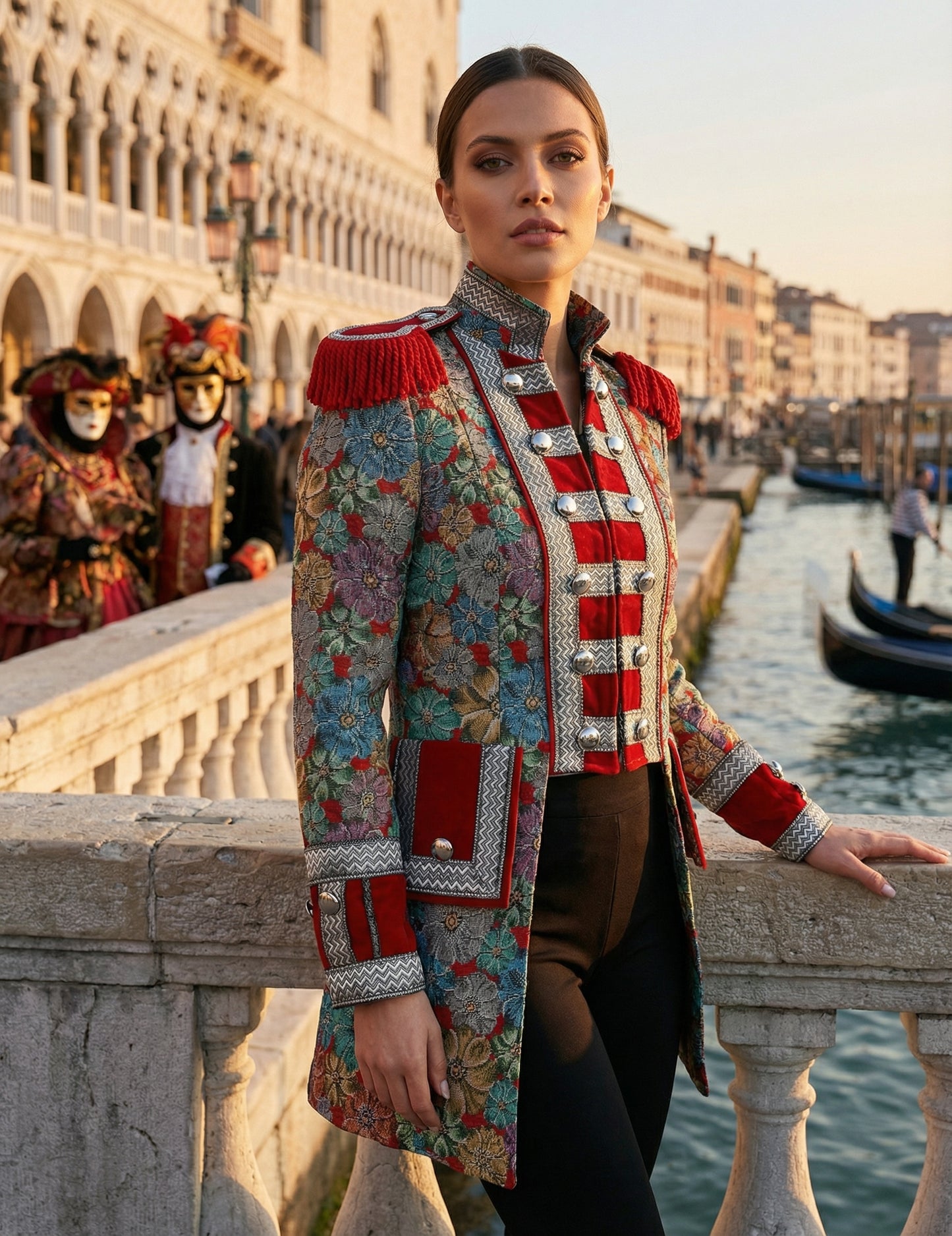 Ženska karnevalska jakna visoke klase s cvjetnim printom