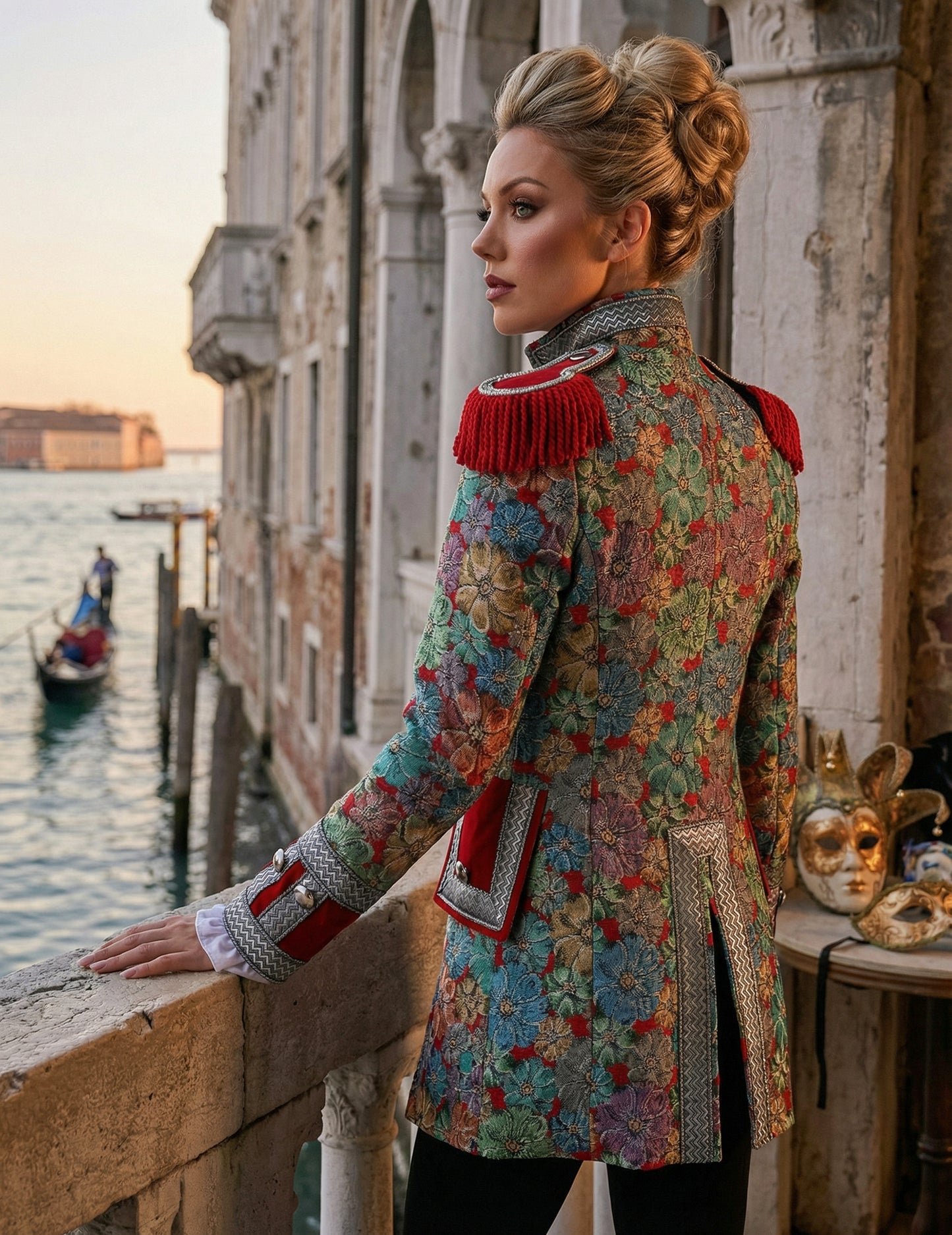 Ženska karnevalska jakna visoke klase s cvjetnim printom