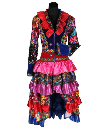 Duga ženska jakna u stilu Fiesta Karnevala, višebojna, vrhunske kvalitete 