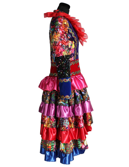 Duga ženska jakna u stilu Fiesta Karnevala, višebojna, vrhunske kvalitete 