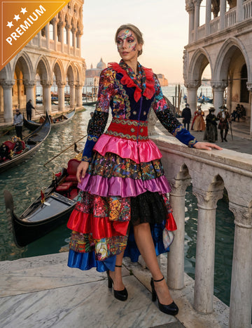 Vrhunska višebojna karnevalska jakna za žene u stilu Fiesta Carnival