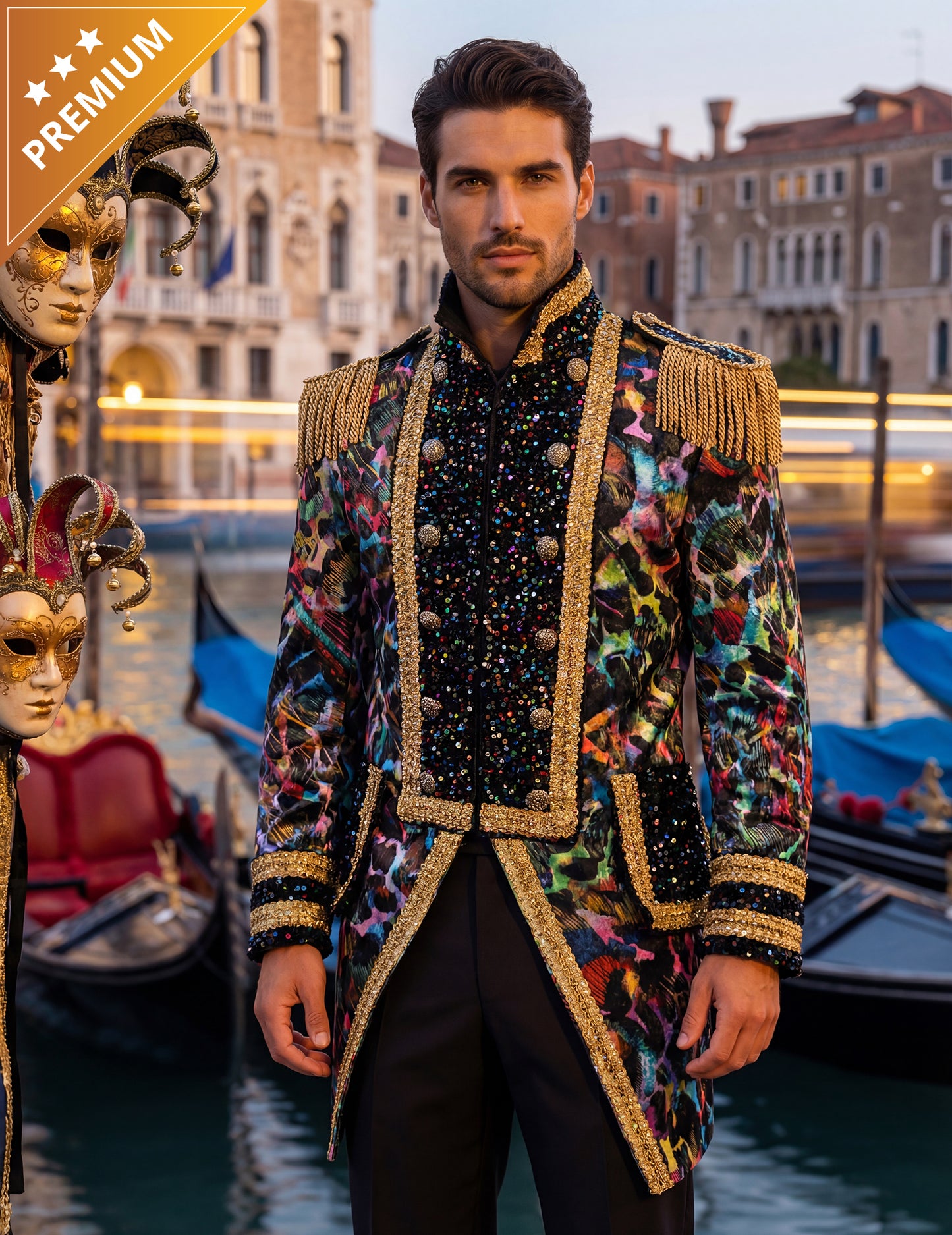 Luksuzna muška karnevalska jakna u neonskim bojama