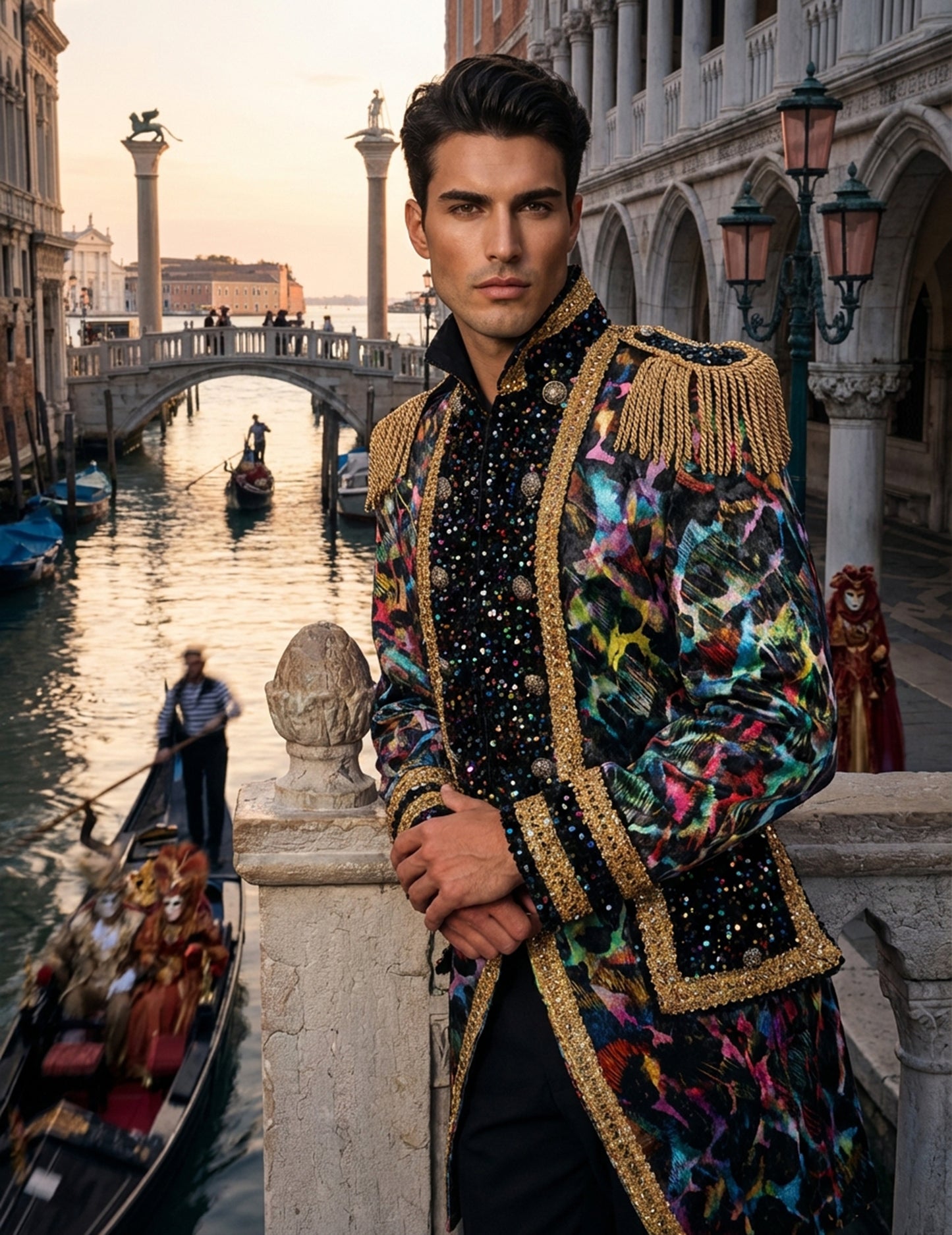 Luksuzna muška karnevalska jakna u neonskim bojama