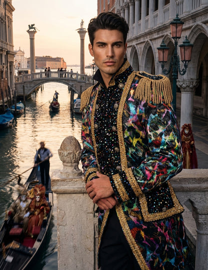 Luksuzna muška karnevalska jakna u neonskim bojama