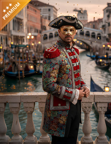 Muška luksuzna karnevalska jakna s cvjetnim uzorkom