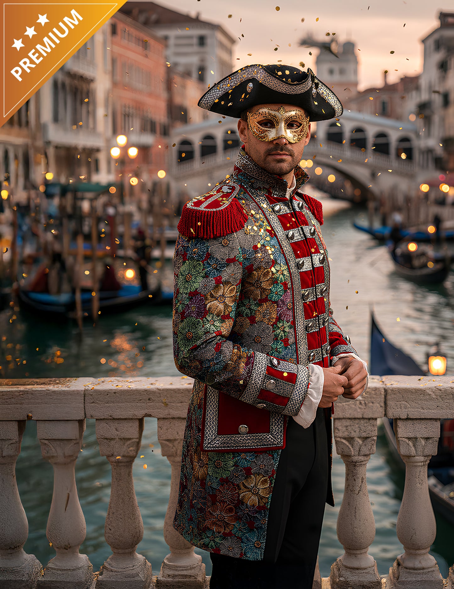 Muška luksuzna karnevalska jakna s cvjetnim uzorkom