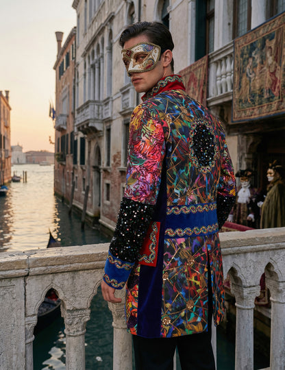 Vrhunska muška karnevalska jakna u višebojnom stilu Fiesta Carnival