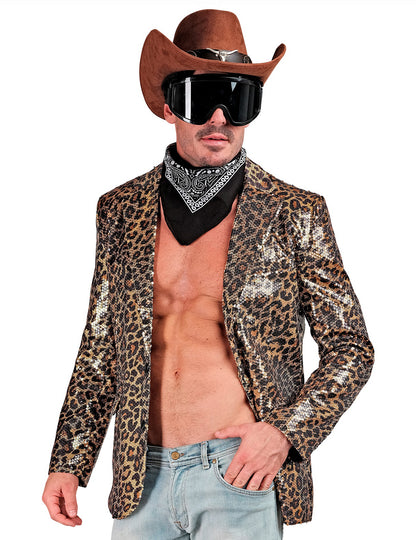 Veste de costume à sequins léopard adulte