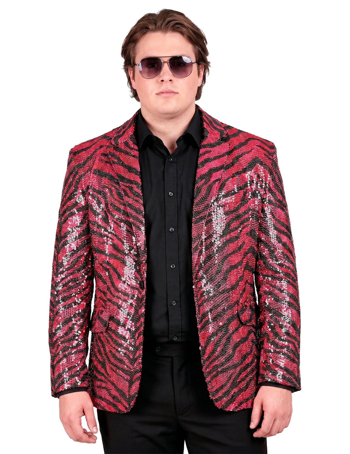 Veste de costume à sequins zébrée rose adulte