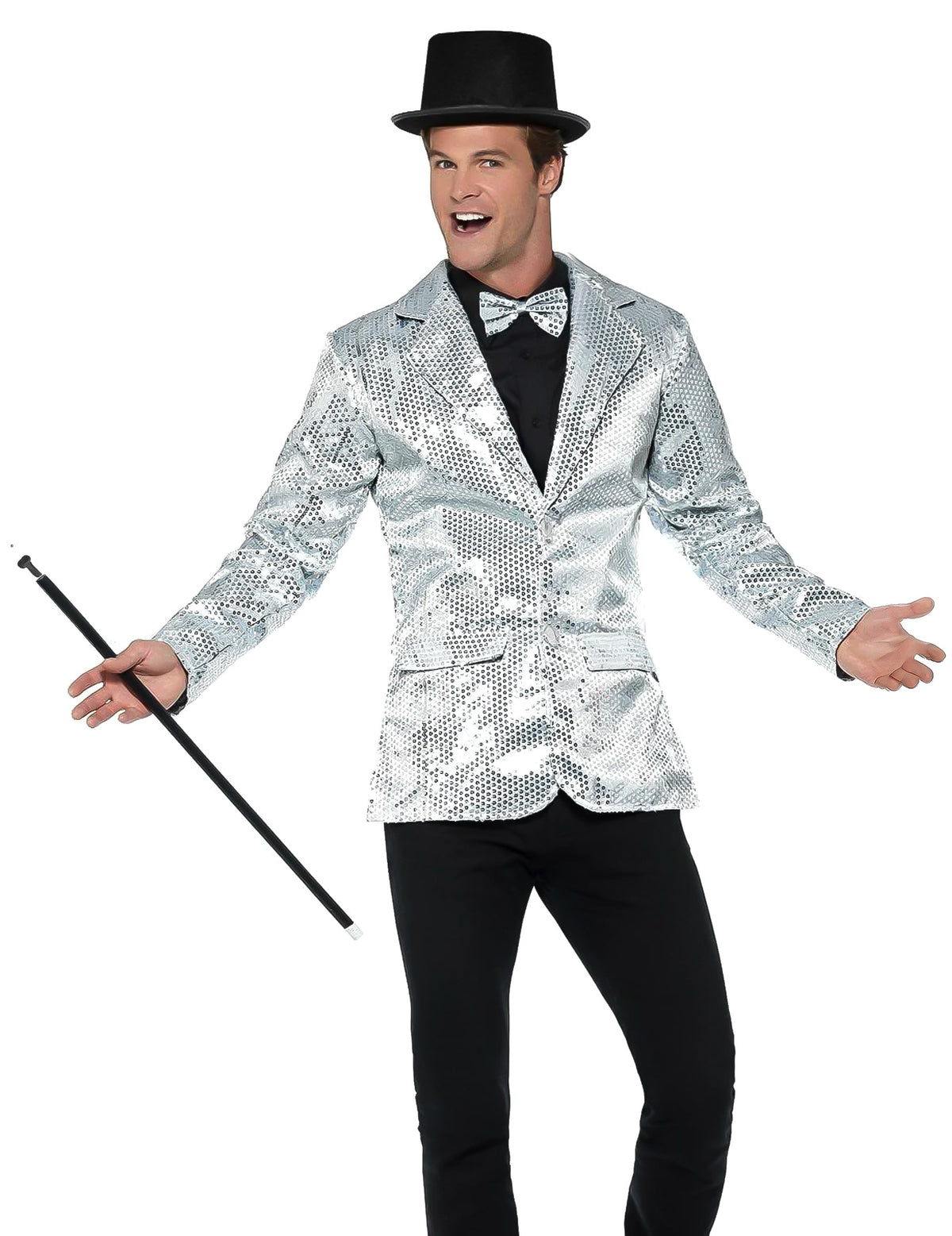 Veste disco à sequins luxe pour homme argent
