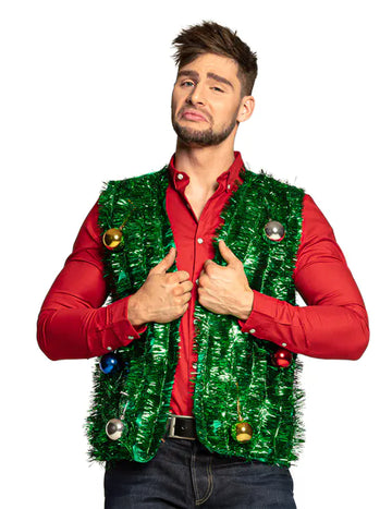 Jakna s božićnim drvcem s odraslim zelenim kuglicama