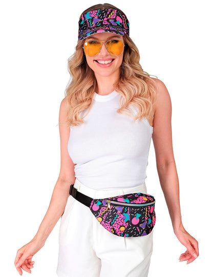 Crni vizir za odrasle s uzorkom iz 90-ih i bananom