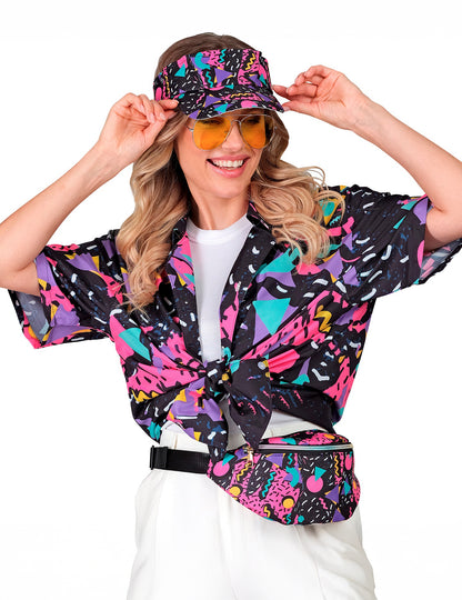 Crni vizir za odrasle s uzorkom iz 90-ih i bananom