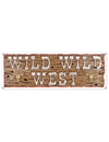 Bannière en plastique Wild Wild West pour fête motif bois et crânes de buffle