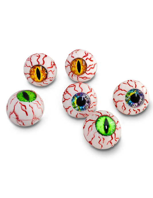 6 yeux maléfiques en filet pour Halloween multicolores avec veines rouges
